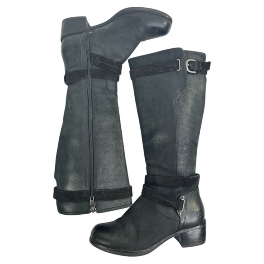 UGG AUSTRALIA WOMEN’S DARCIE BLACK LEATHER KNEE HIGH RIDING BOOTS SZ 6